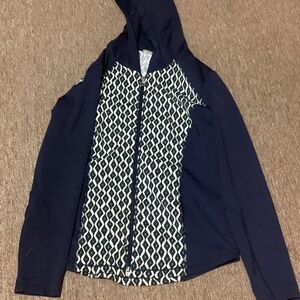 Woman’s longs sleeve green and blue patterned hoodie